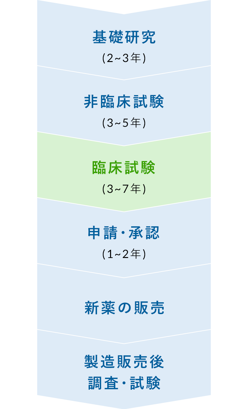 基礎研究　非臨床試験　臨床試験　申請･承認　新薬の販売　製造販売後調査･試験